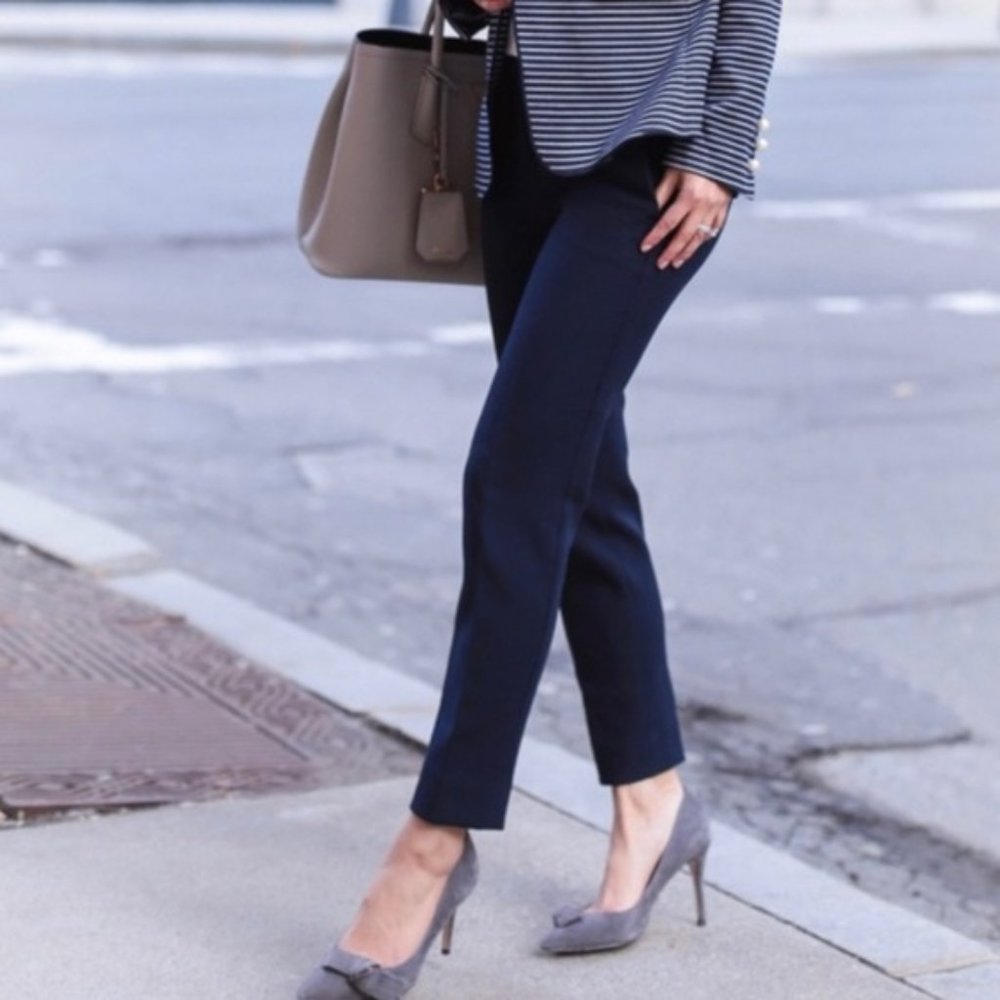 NWT J Crew Cameron Navy Slim Crop Pant in Italian Stretch Wool